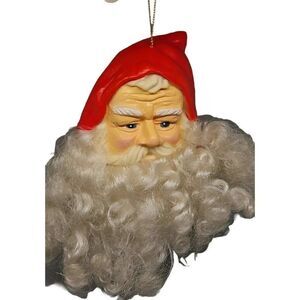Vintage Santa Face Blow Mold Plastic Christmas Tree Ornament Decor